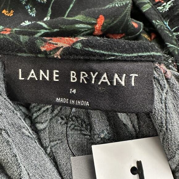 Lane Bryant Black Floral Maxi Dress Size 14 3/4 Sleeve Pockets Stretch NWT - Picture 10 of 16